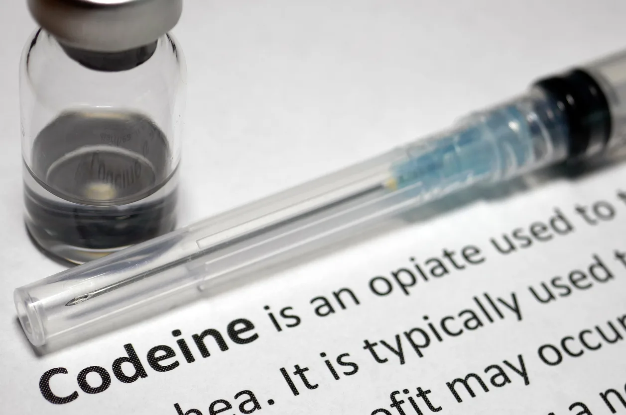 Symptoms of Codeine Withdrawal -an image of a piece of paper describing codeine